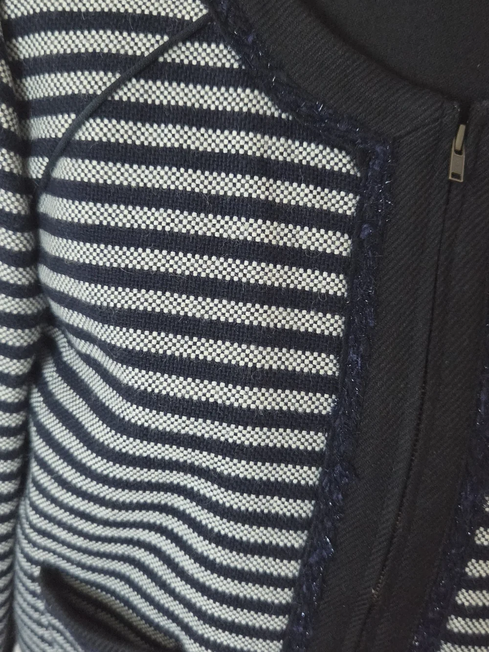 J. Crew Navy and Light Gray Striped Cropped Jacket